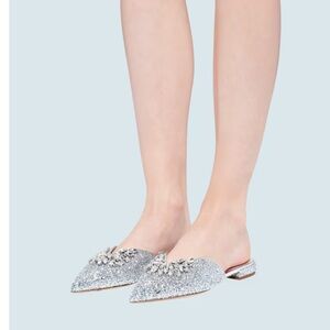 Miu Miu Embellished Glittered Mules